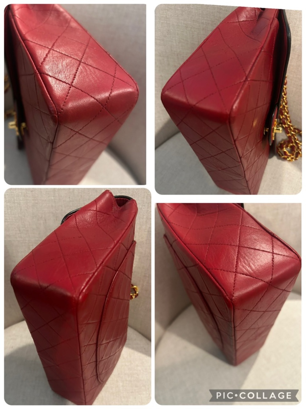 CHANEL Quilted Shoulder Flap Bag in Deep Red with Gold Hardware - Picture 6 of 16